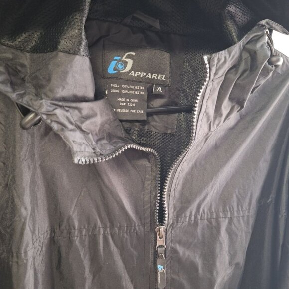 i5 Apparel Windbreaker Black Mens XL Lightweight Zip Hood Outdoor Jog Jacket - Picture 10 of 11